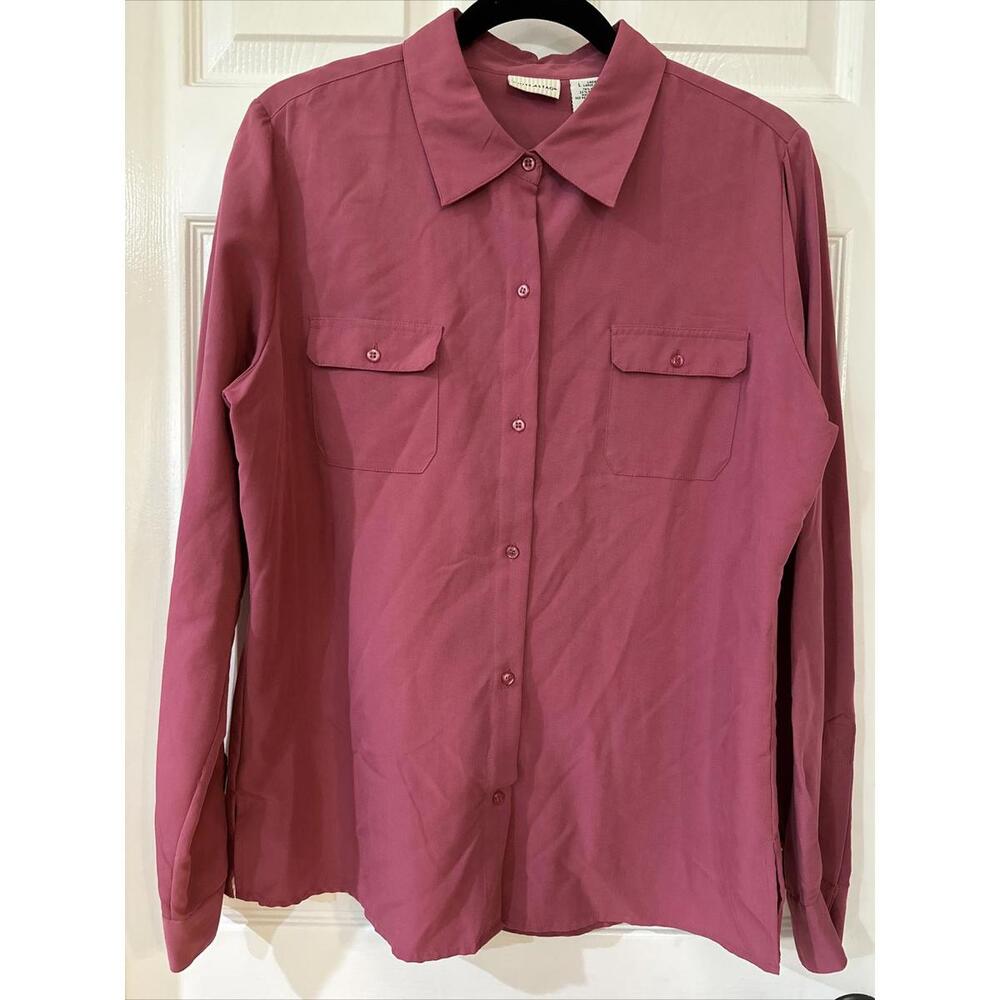 White Stag Women's Large Long Sleeve Blouse Mauve NWOT